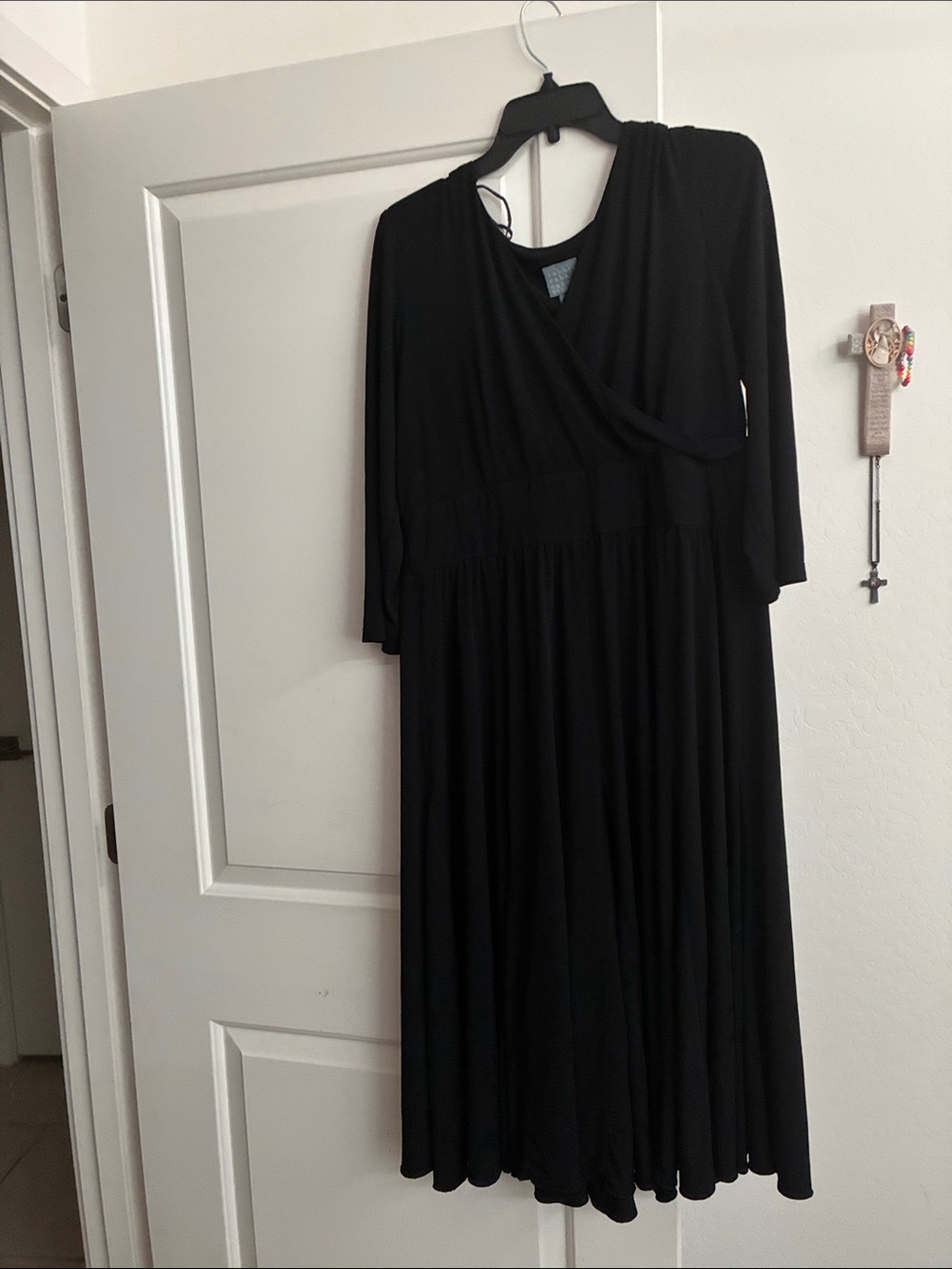 Black Wrap-Front Maxi Dress